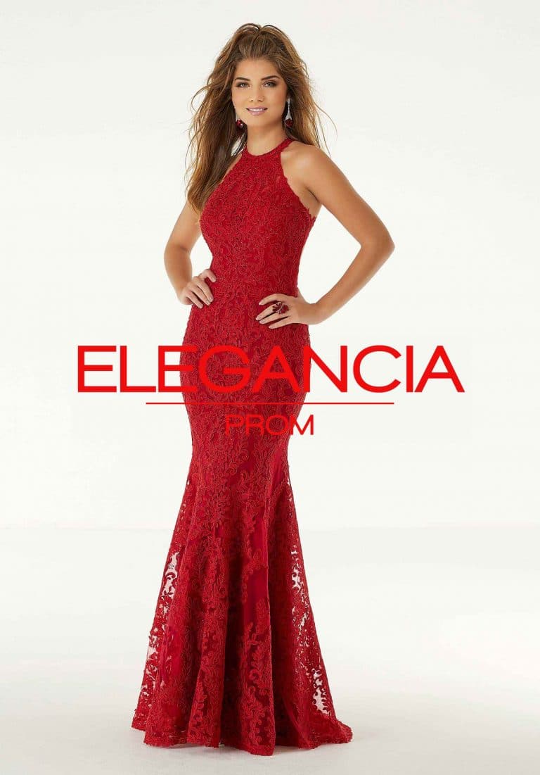 Lace Fitted Prom Dress Elegancia Formal Wear