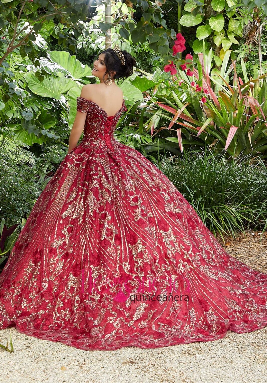 Red & Gold Quinceanera Dress 89291 Elegancia Formal Wear
