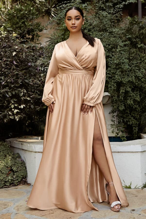 Satin Evening Gown With A-Line Skirt