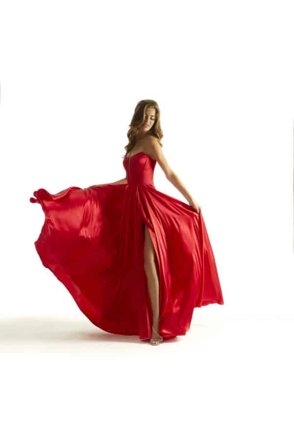 Charmeuse A-Line Gown with Detachable Back Bow