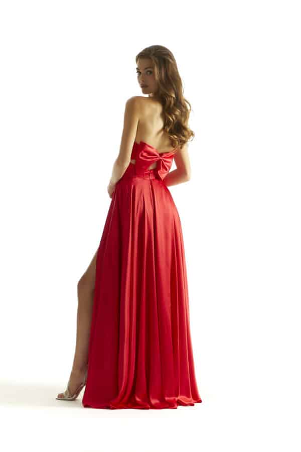 Charmeuse A-Line Gown with Detachable Back Bow