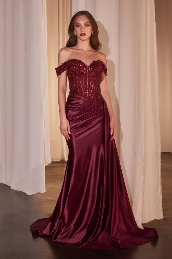 burgundy prom dress