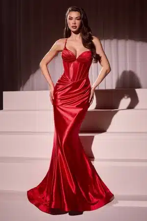 red satin gown