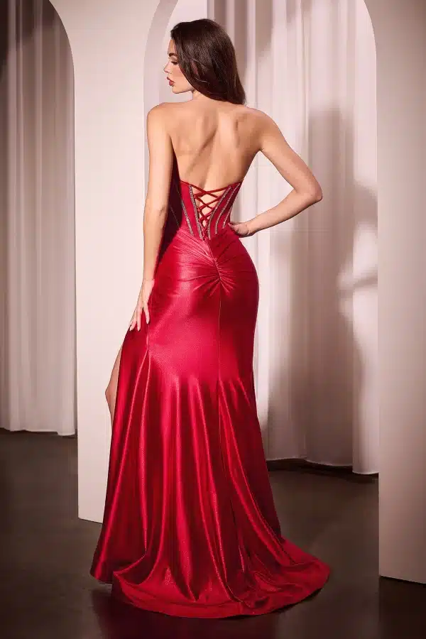 Strapless Dress with Plunging Neckline - Image 5