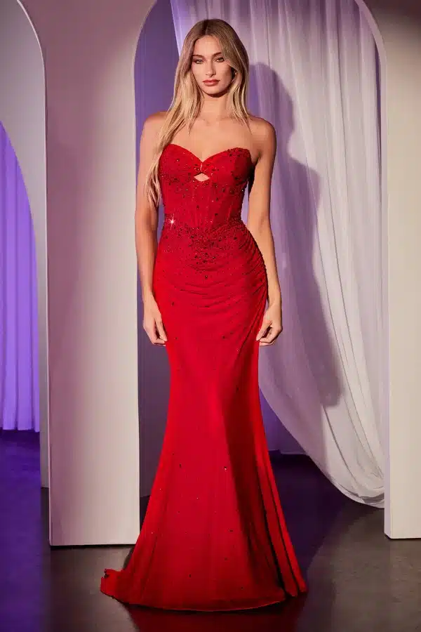 Strapless Dress with Rhinestone Details - Image 3