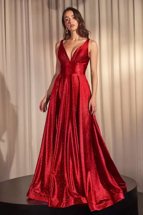 red satin dress