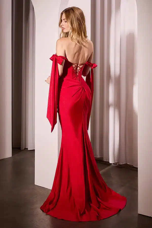 back of a red prom dress