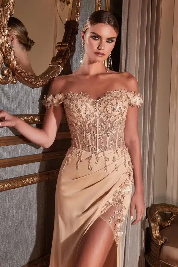 champagne prom dress