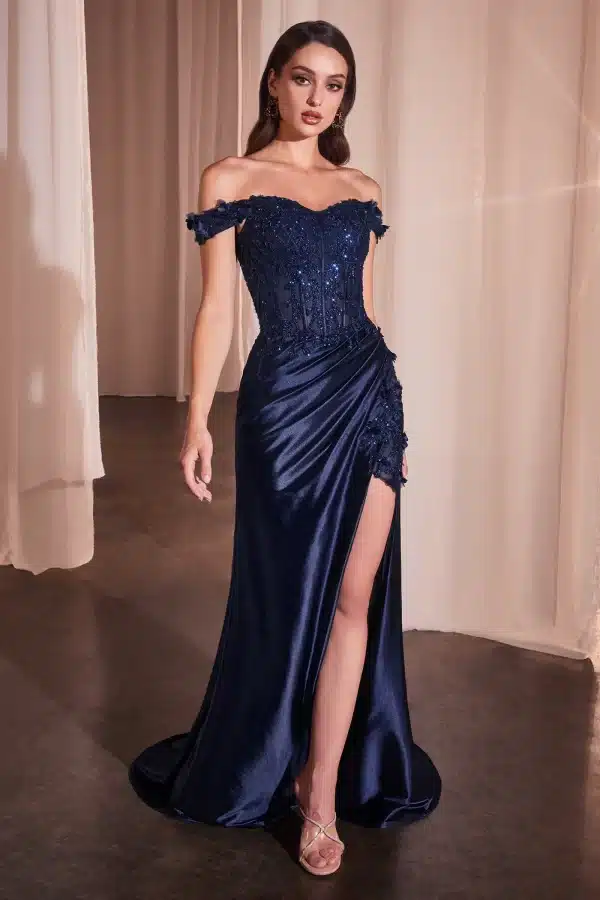 navy blue gown