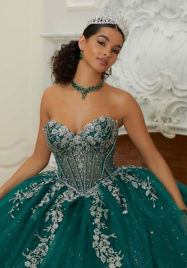 glittery quince gown