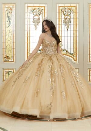 gold quinceanera dress