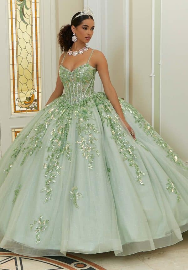 sage green quinceanera dress