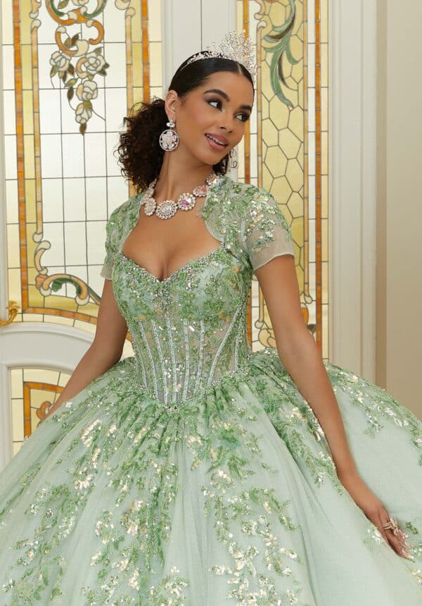 Glittering Quinceañera Ball Gown with Diamanté and Crystal Beading - Image 6