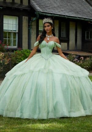 sage green quinceanera dress