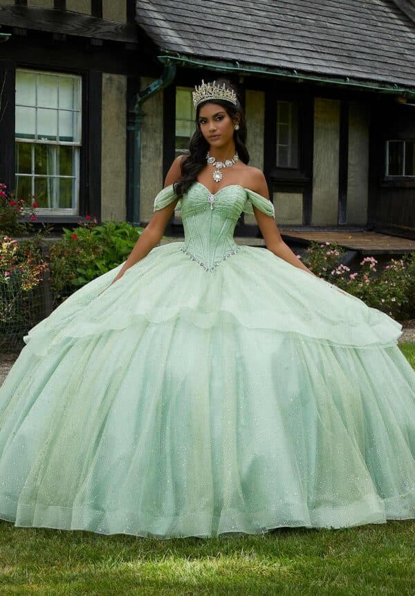 sage green quinceanera dress