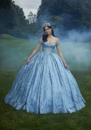 blue ball gown