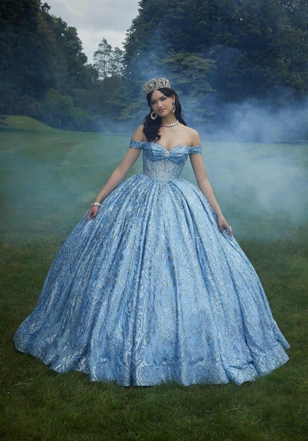 blue ball gown