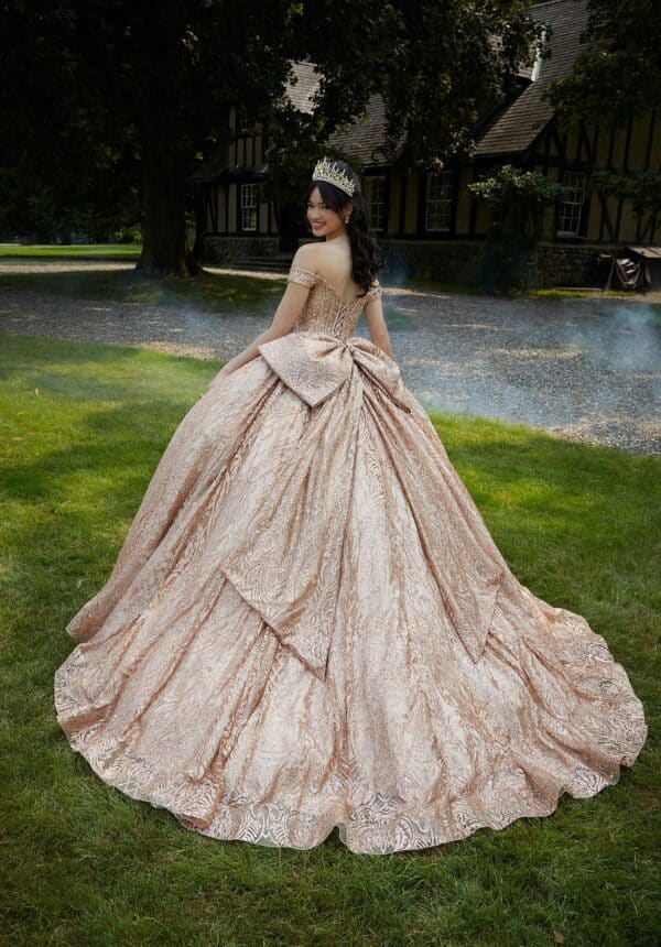 Gown with Glitter Tulle and Detachable Bow - Image 5