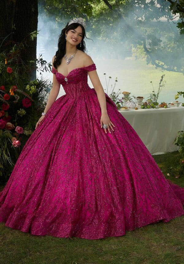 Gown with Glitter Tulle and Detachable Bow - Image 6