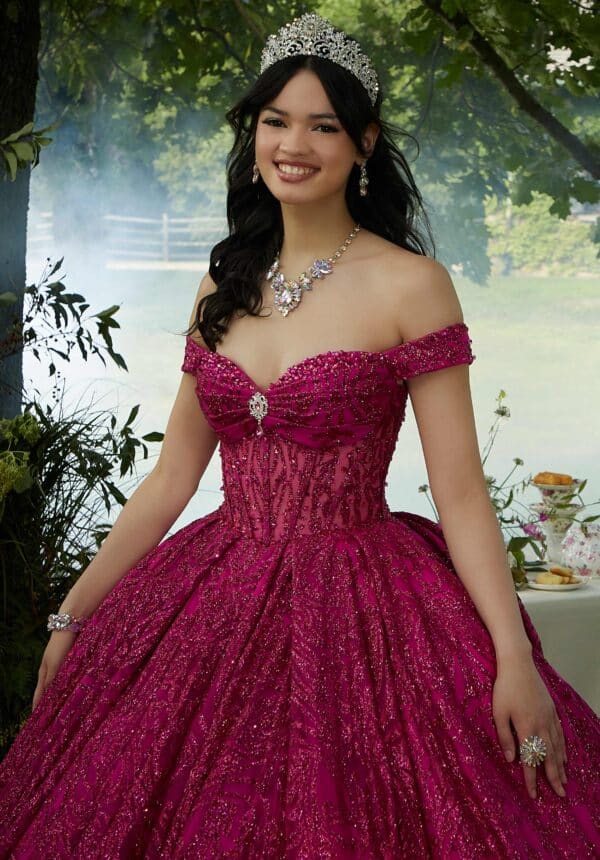 off-the-shoulder quinceanera gown