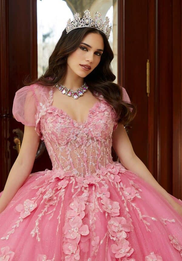 quince gown with puffy sleeves