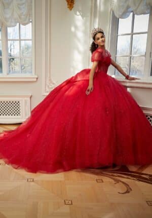 scarlet red quinceanera dress