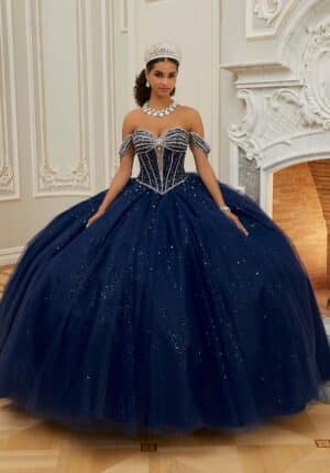 navy blue quinceanera dress