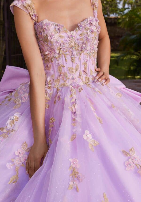 purple dress with gold details
