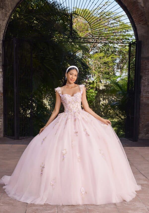 pink quince gown with sleeves