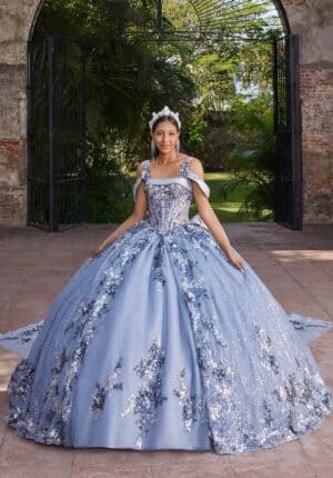 dusty blue quince gown