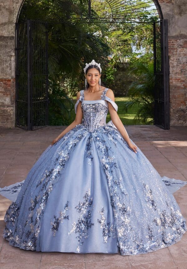 dusty blue quince gown