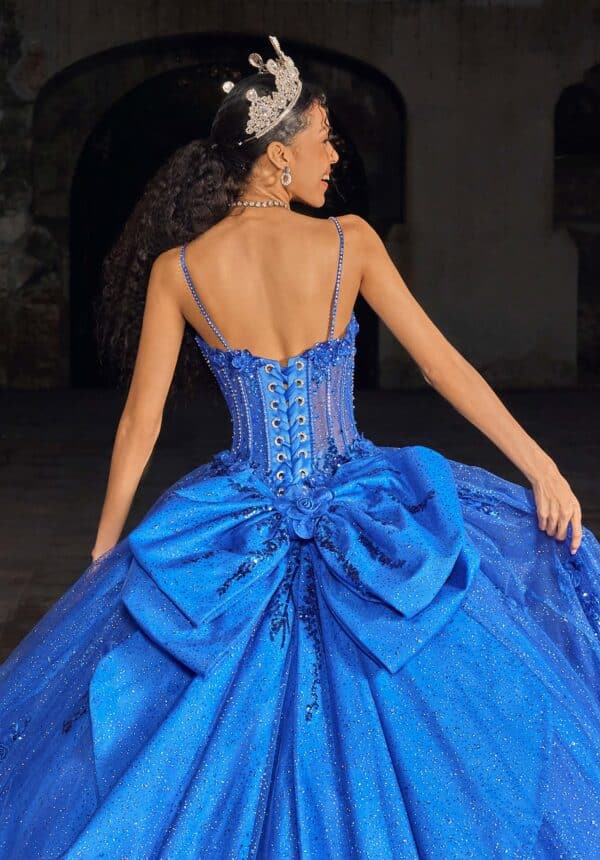 dark blue quince dress bow