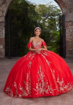 scarlet quinceanera gown