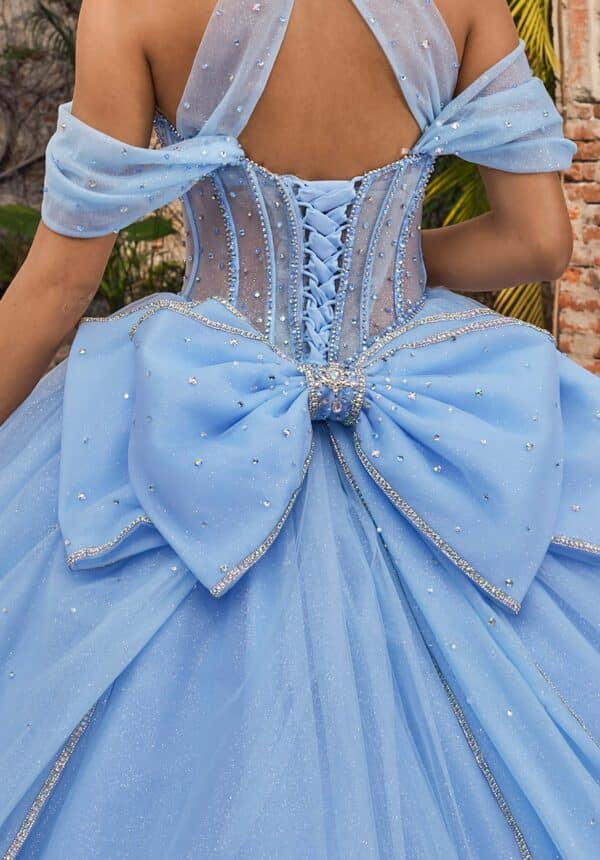 Halter Neck Ball Gown with Peplum Skirt - Image 2