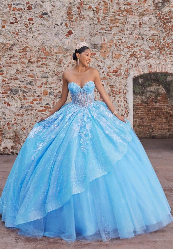 blue quince dress with asymmetrical peplum