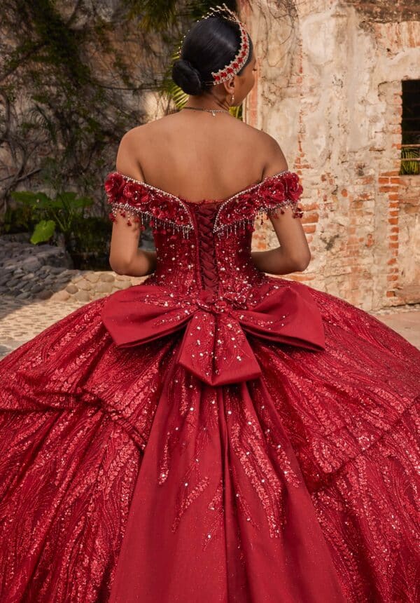 Ball Gown with Portrait Neckline and Corset Bodice - Image 7