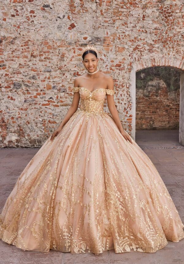 Tulle Ball Gown with Pattern Glitter - Image 5