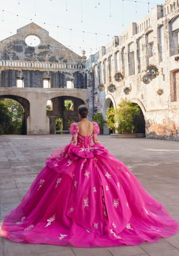 Ball Gown with Metallic Thread Work and Butterfly Motif - Image 6