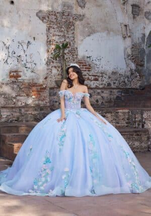 blue floral gown