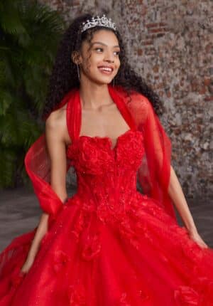 red quinceanera dress
