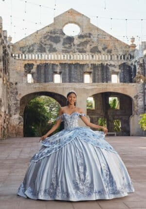 dusty blue quince gown