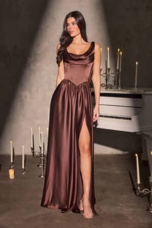A-line satin prom dress