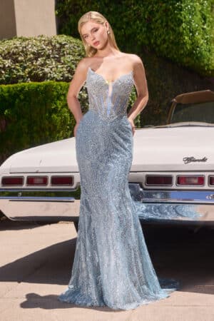 blue prom gown
