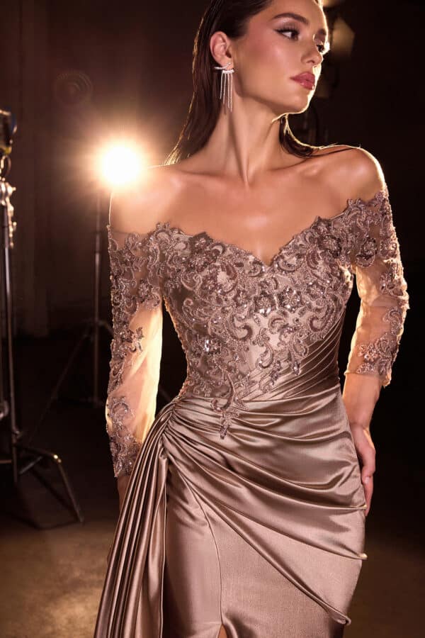 Timeless Gown with Three-Quarter Length Sleeves